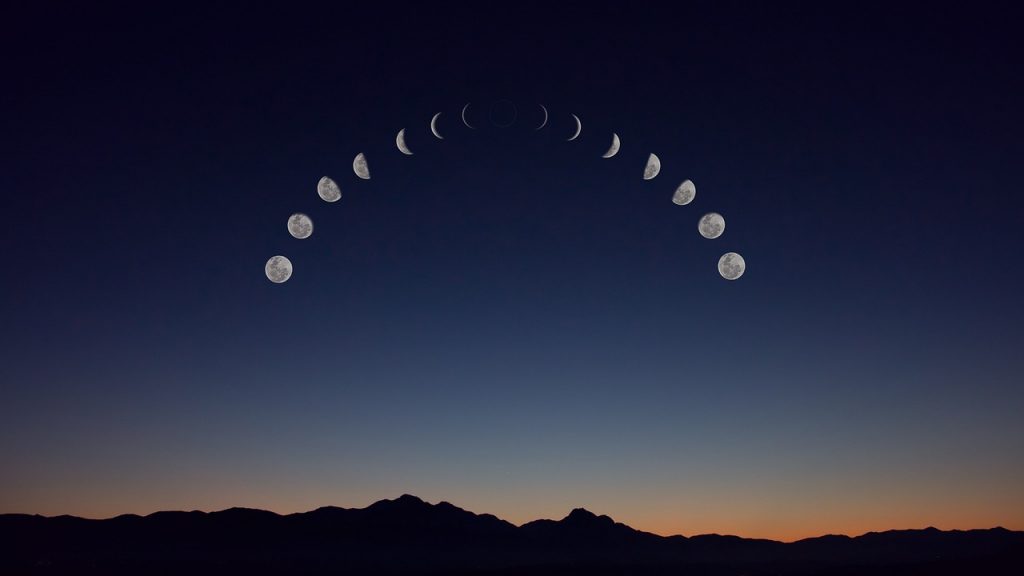 sky, night sky, nature, moon, air, desktop, landscape, blue sky, blue landscape, blue moon